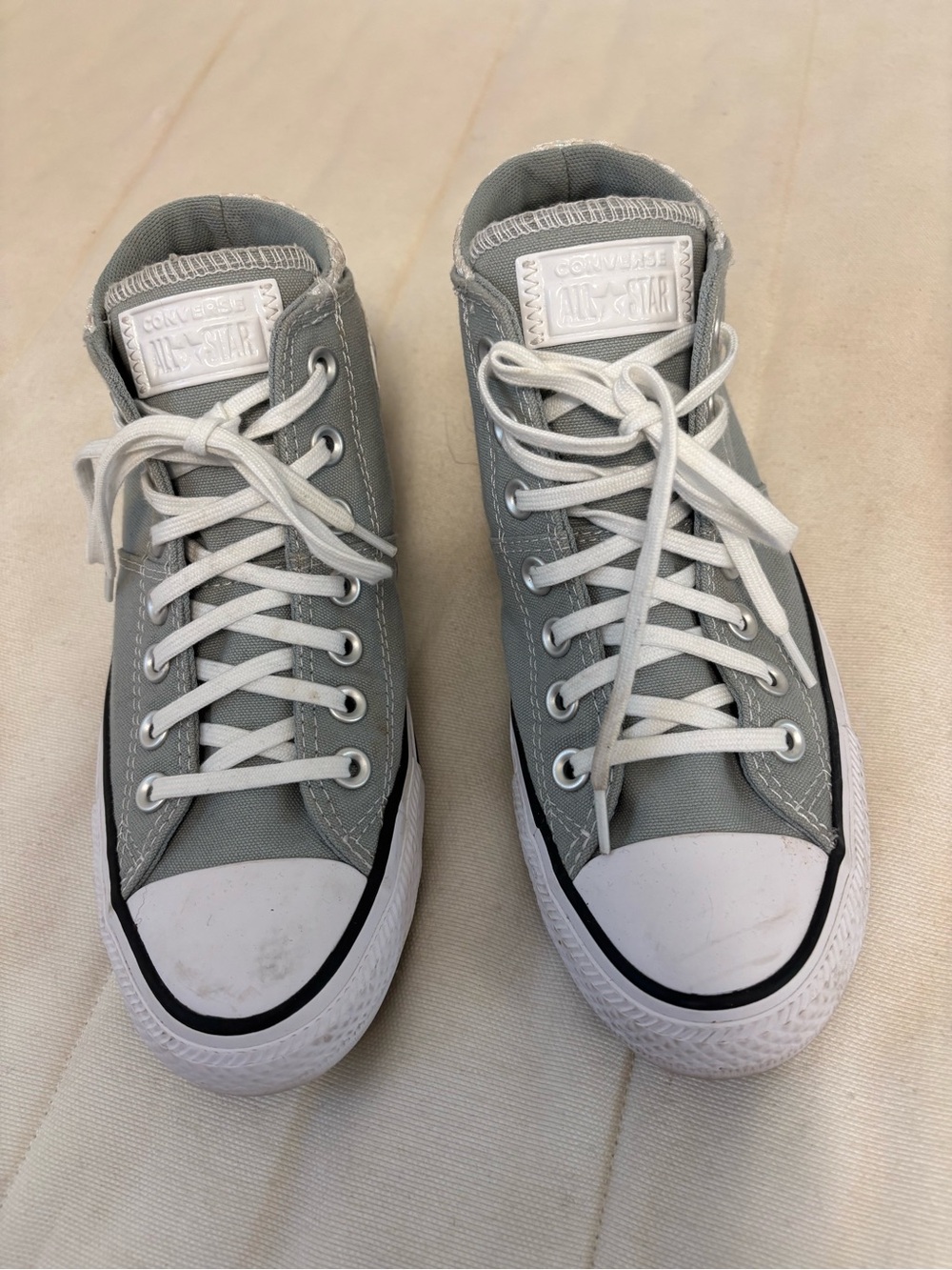 Converse High-Top Sneakers in Light Gray and White